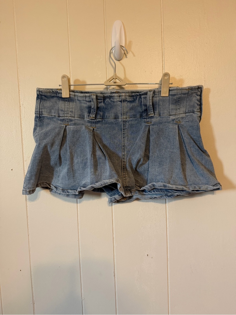 Almost Famous Light Blue Denim Pleated Skort Shorts
